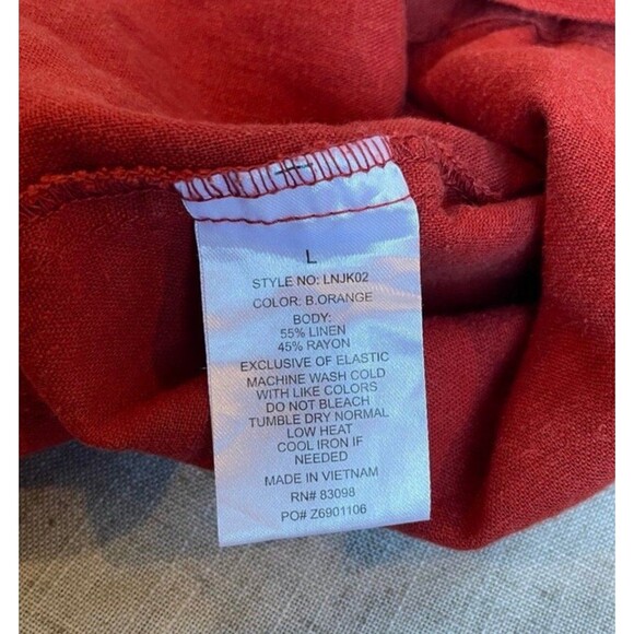 Ci Sono-Linen Collection Button Down Long Sleeve Crop Top Burnt Orange Women's L - Picture 8 of 12